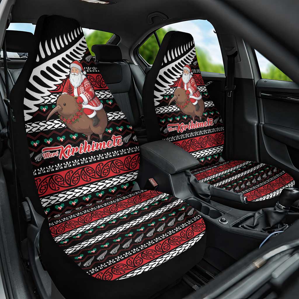 New Zealand Kiwi Santa Christmas Car Seat Cover He Wairua Kirihimete LT9 One Size Black - Polynesian Pride