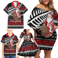 New Zealand Kiwi Santa Christmas Family Matching Off Shoulder Short Dress and Hawaiian Shirt He Wairua Kirihimete LT9 - Polynesian Pride