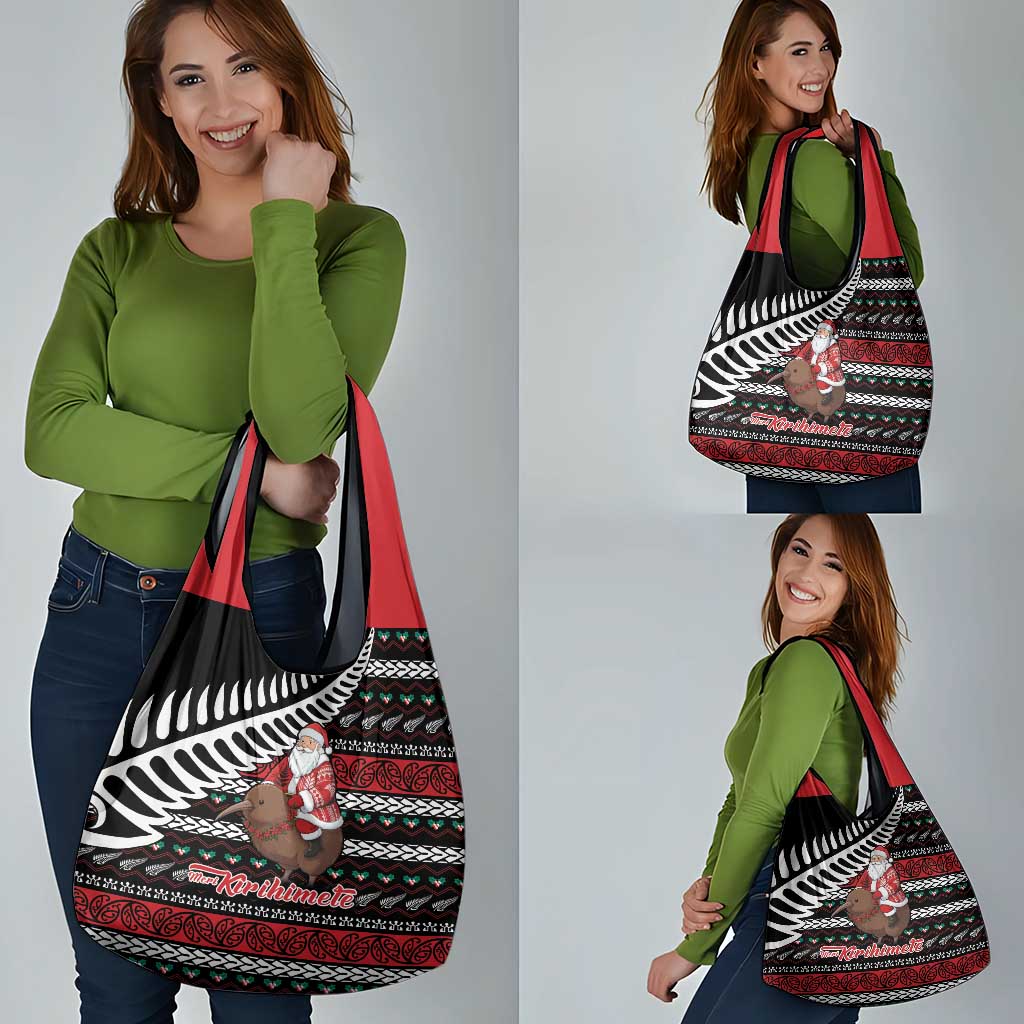 New Zealand Kiwi Santa Christmas Grocery Bag He Wairua Kirihimete - Polynesian Pride