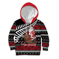 New Zealand Kiwi Santa Christmas Kid Hoodie He Wairua Kirihimete LT9 Hoodie Black - Polynesian Pride
