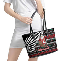 New Zealand Kiwi Santa Christmas Leather Tote Bag He Wairua Kirihimete LT9 - Polynesian Pride