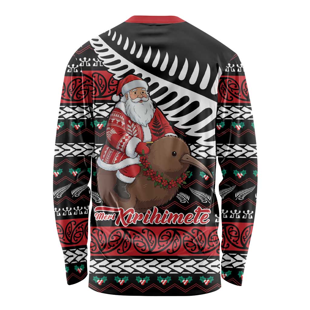 New Zealand Kiwi Santa Christmas Long Sleeve Shirt He Wairua Kirihimete LT9 - Polynesian Pride