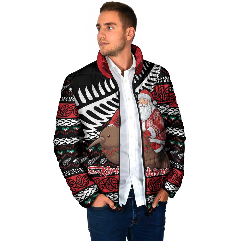 New Zealand Kiwi Santa Christmas Padded Jacket He Wairua Kirihimete - Polynesian Pride