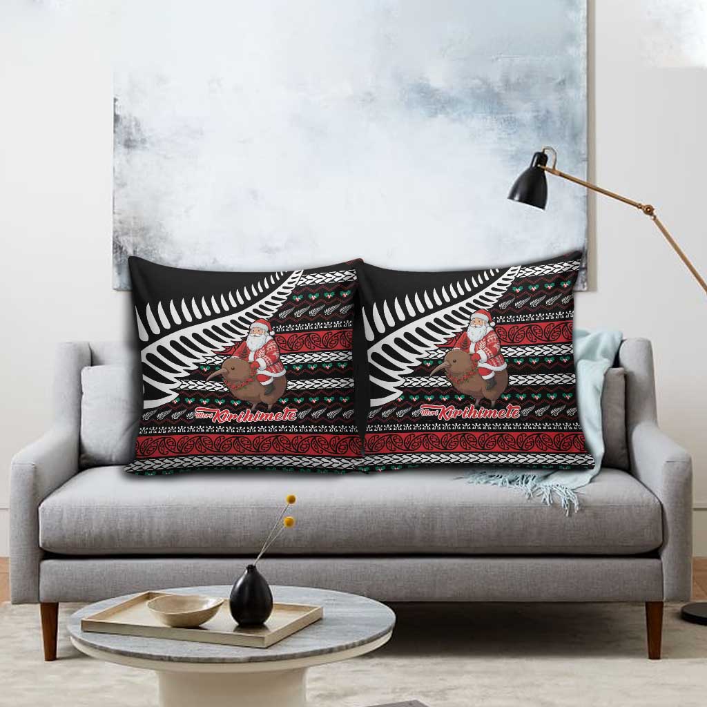 New Zealand Kiwi Santa Christmas Pillow Cover He Wairua Kirihimete - Polynesian Pride