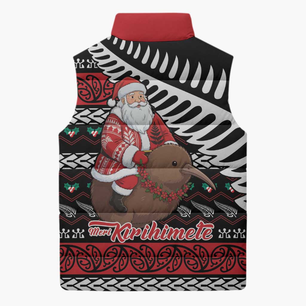 New Zealand Kiwi Santa Christmas Sleeveless Puffer Jacket He Wairua Kirihimete - Polynesian Pride