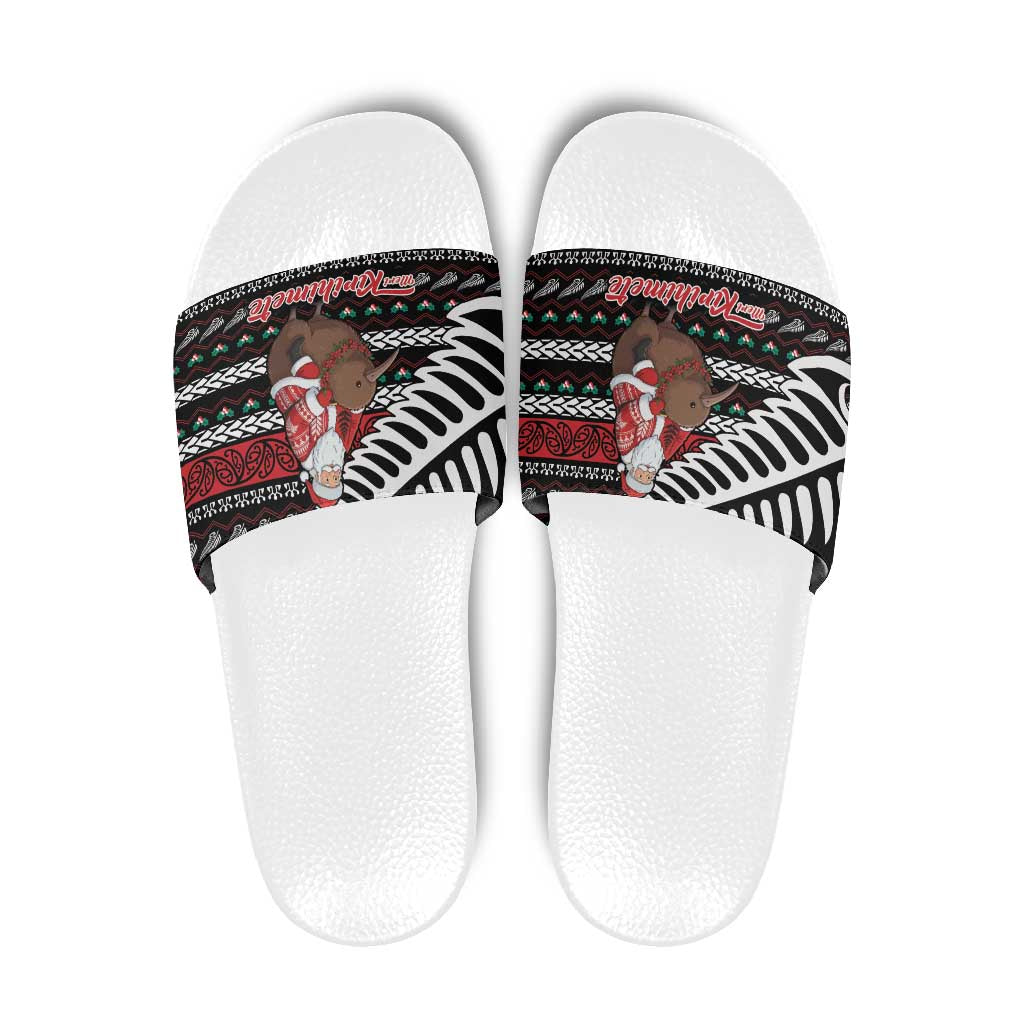 New Zealand Kiwi Santa Christmas Slide Sandals He Wairua Kirihimete - Polynesian Pride