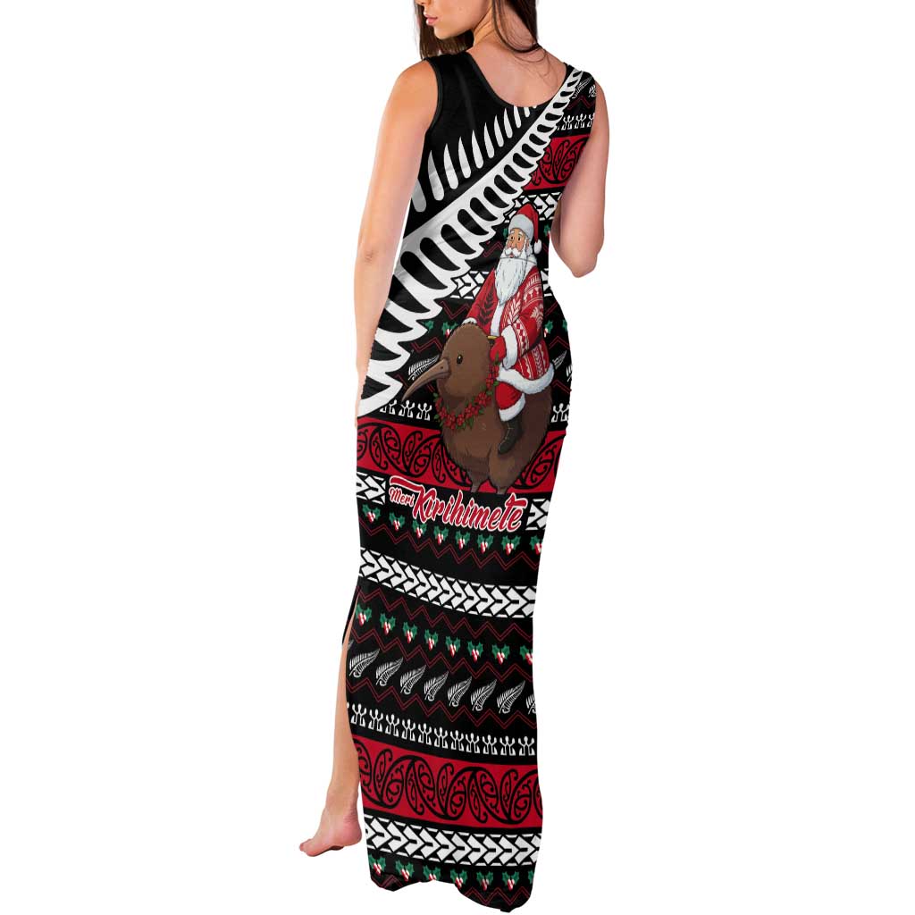 New Zealand Kiwi Santa Christmas Tank Maxi Dress He Wairua Kirihimete LT9 - Polynesian Pride