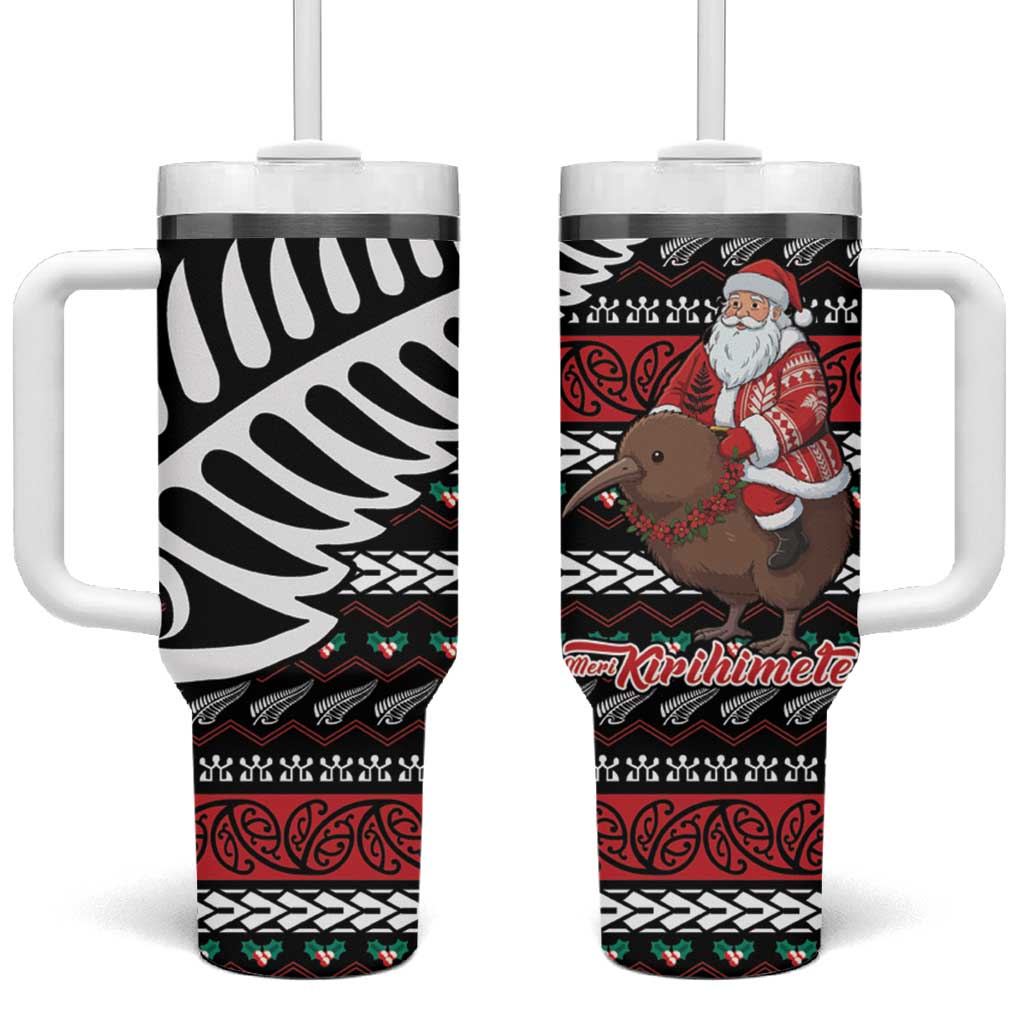 New Zealand Kiwi Santa Christmas Tumbler With Handle He Wairua Kirihimete - Polynesian Pride