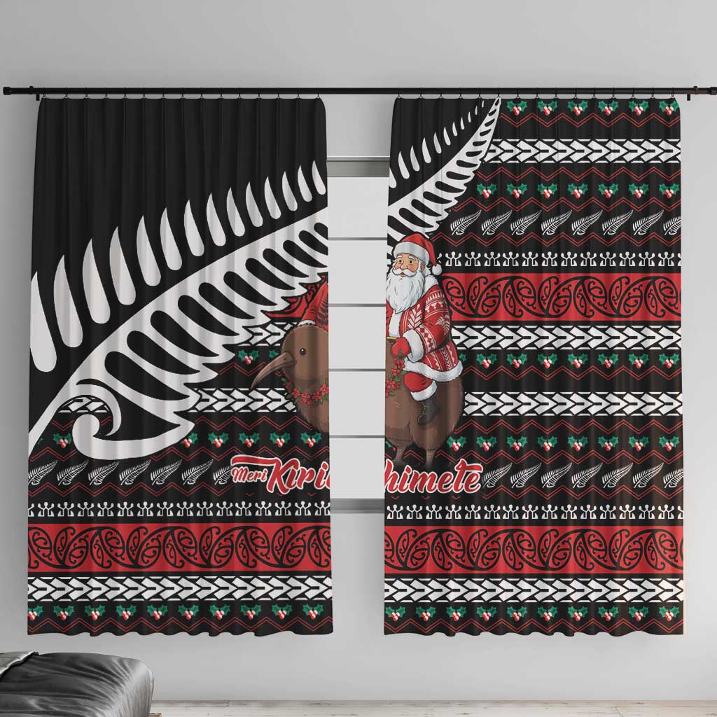 New Zealand Kiwi Santa Christmas Window Curtain He Wairua Kirihimete - Polynesian Pride