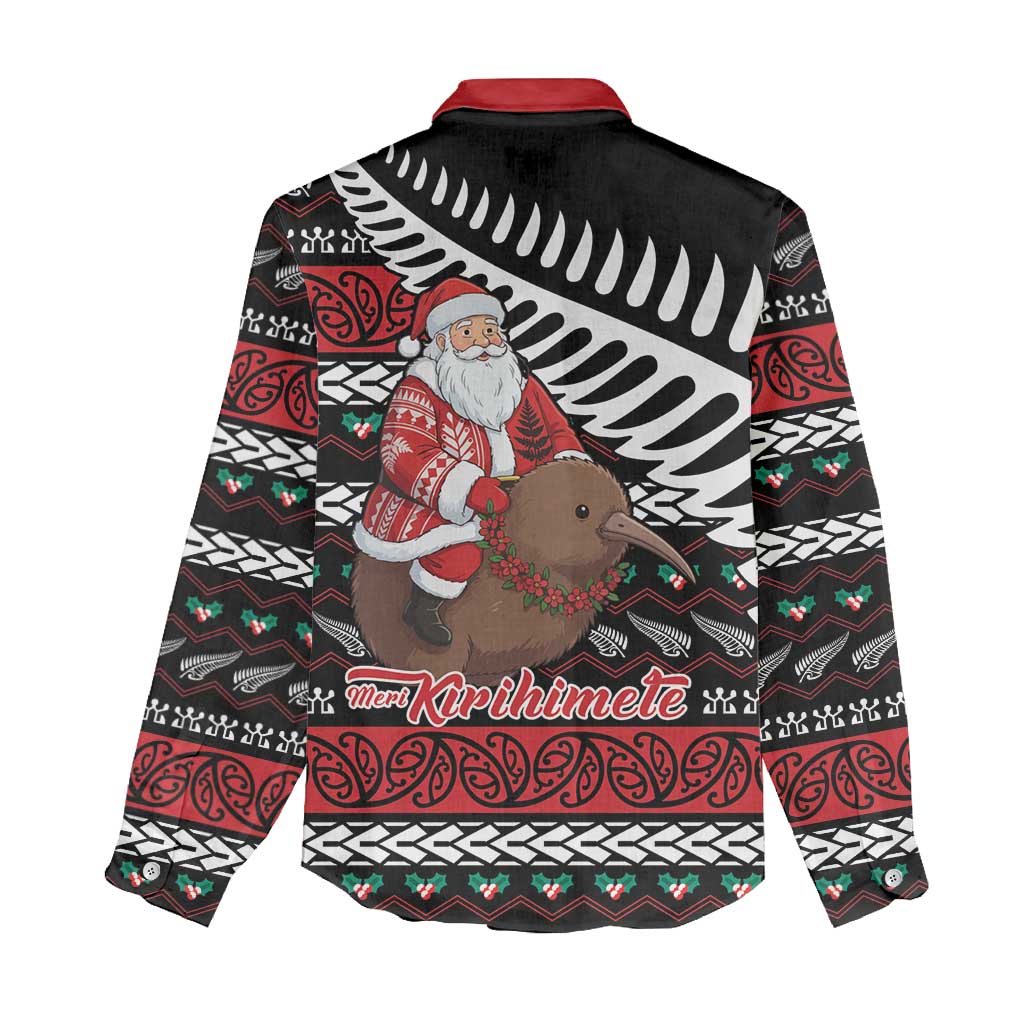 New Zealand Kiwi Santa Christmas Women Casual Shirt He Wairua Kirihimete LT9 - Polynesian Pride