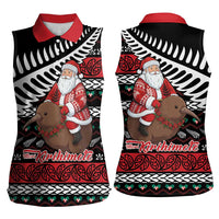 New Zealand Kiwi Santa Christmas Women Sleeveless Polo Shirt He Wairua Kirihimete - Polynesian Pride