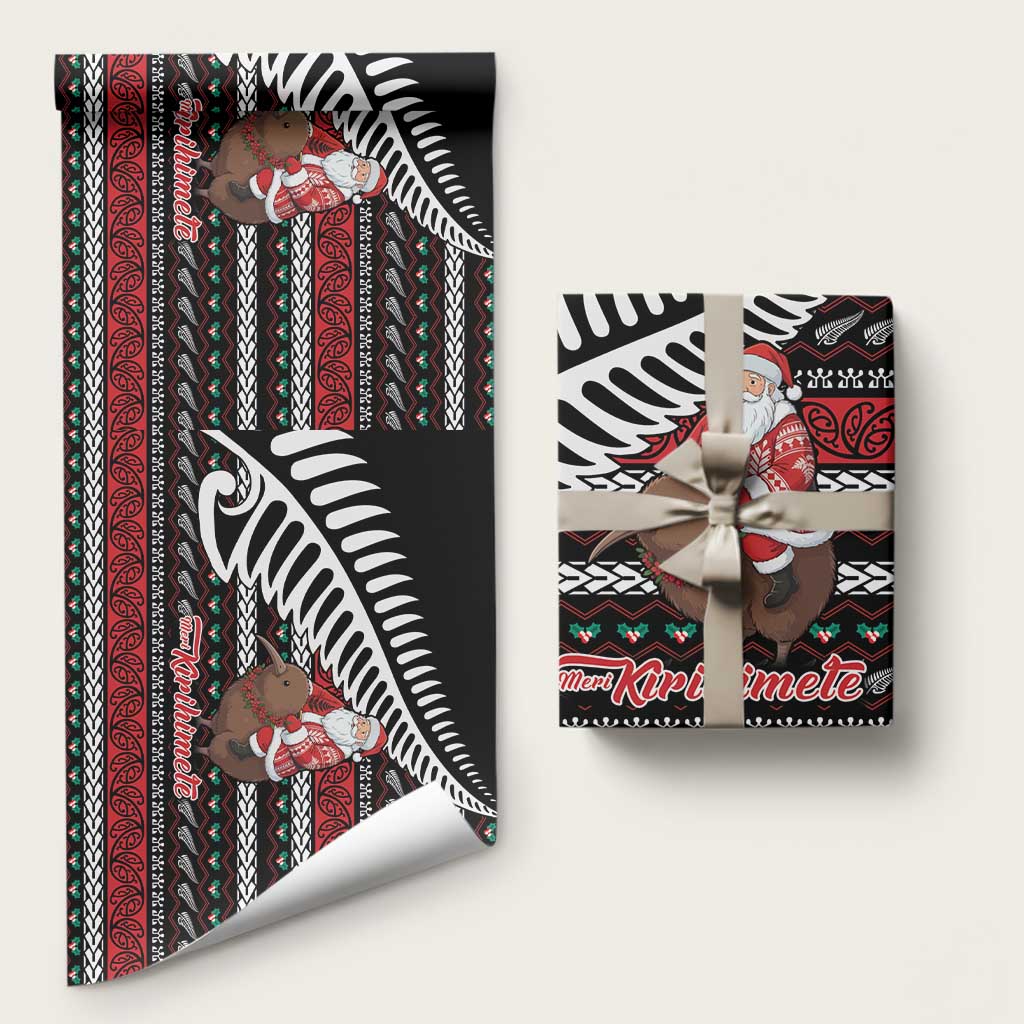 New Zealand Kiwi Santa Christmas Wrapping Paper He Wairua Kirihimete - Polynesian Pride