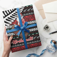 New Zealand Kiwi Santa Christmas Wrapping Paper He Wairua Kirihimete - Polynesian Pride