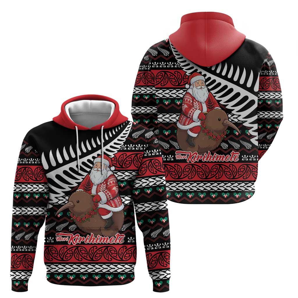 New Zealand Kiwi Santa Christmas Zip Hoodie He Wairua Kirihimete LT9 - Polynesian Pride