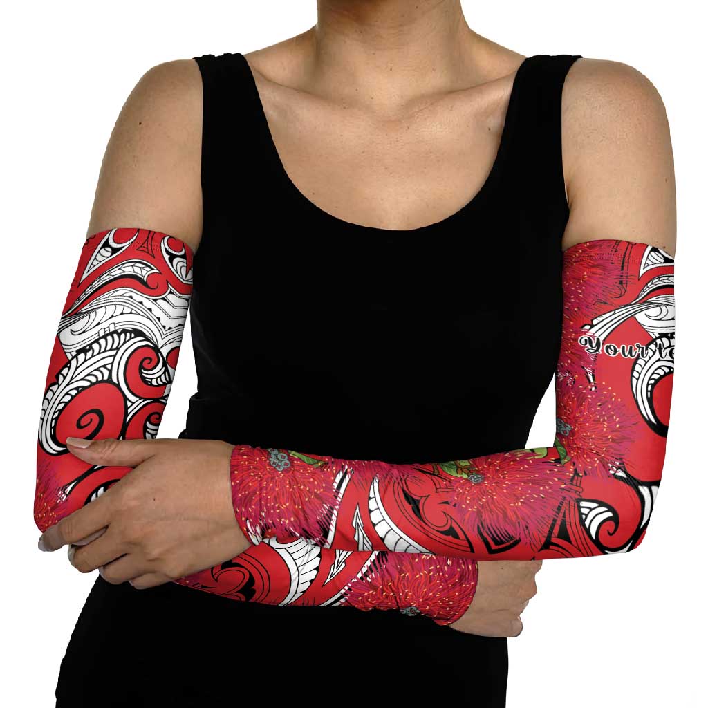 Personalised New Zealand Koru Pohutukawa Arm Sleeves Meri Kirihimete Aroha for Christmas - Polynesian Pride
