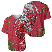 Personalised New Zealand Koru Pohutukawa Baseball Jersey Meri Kirihimete Aroha for Christmas - Polynesian Pride