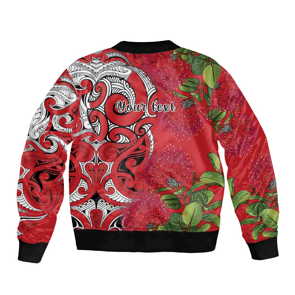 Personalised New Zealand Koru Pohutukawa Bomber Jacket Meri Kirihimete Aroha for Christmas - Polynesian Pride