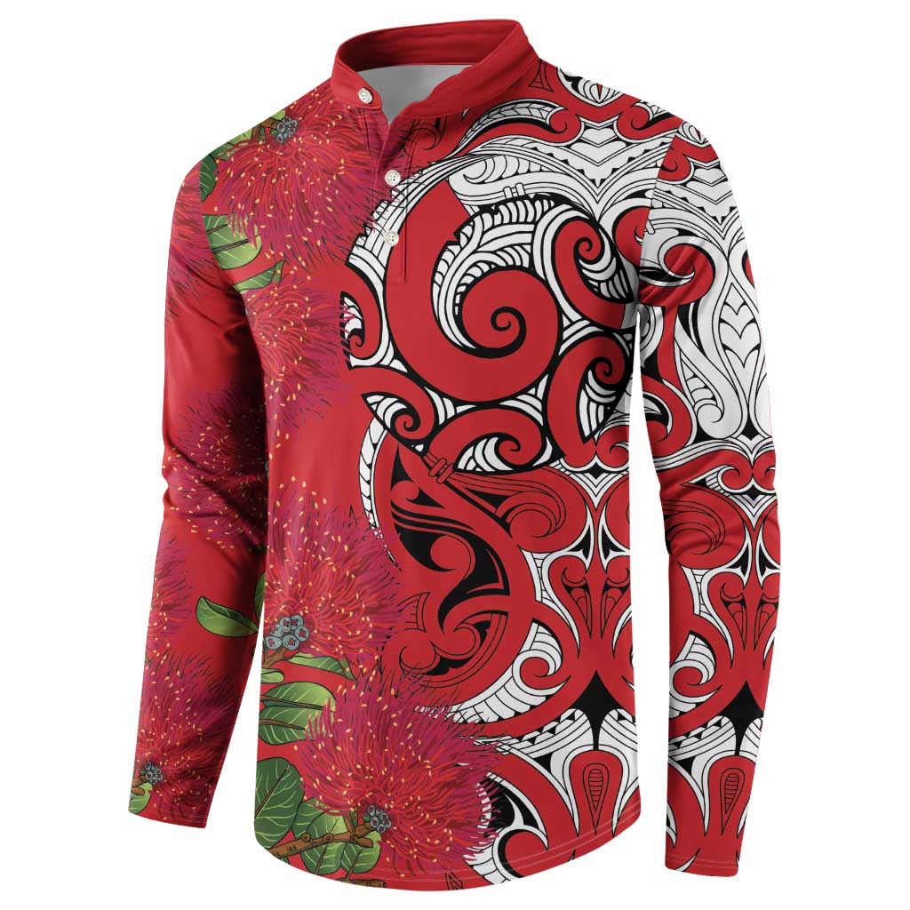 Personalised New Zealand Koru Pohutukawa Button Sweatshirt Meri Kirihimete Aroha for Christmas - Polynesian Pride