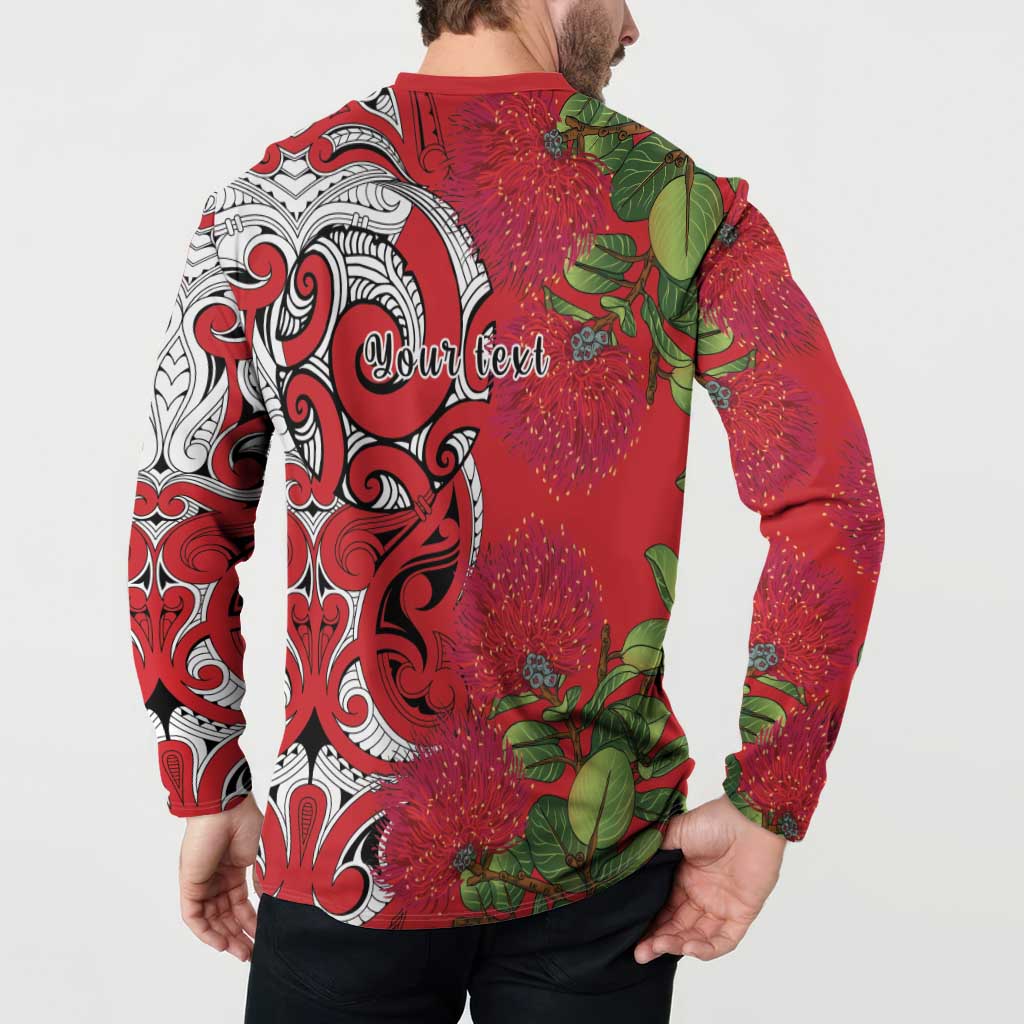 Personalised New Zealand Koru Pohutukawa Button Sweatshirt Meri Kirihimete Aroha for Christmas - Polynesian Pride