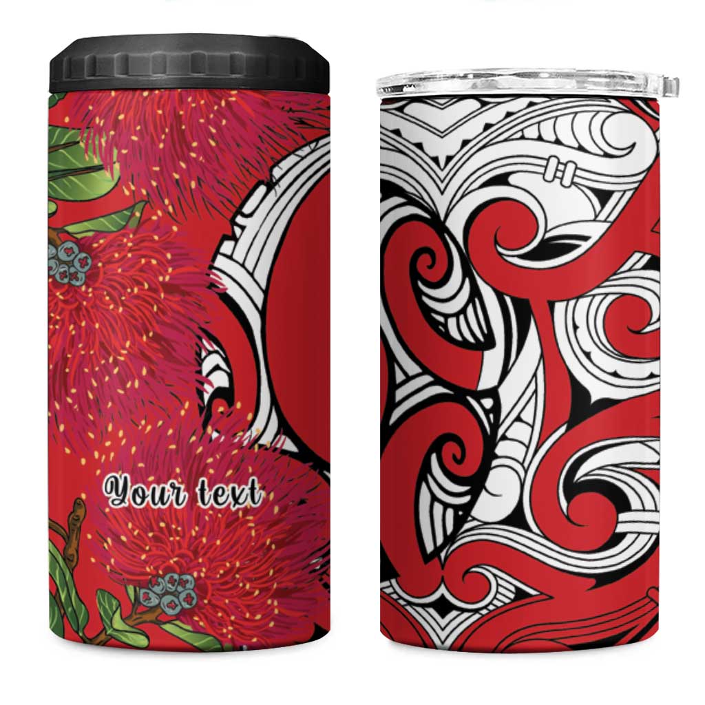 Personalised New Zealand Koru Pohutukawa 4 in 1 Can Cooler Tumbler Meri Kirihimete Aroha for Christmas - Polynesian Pride