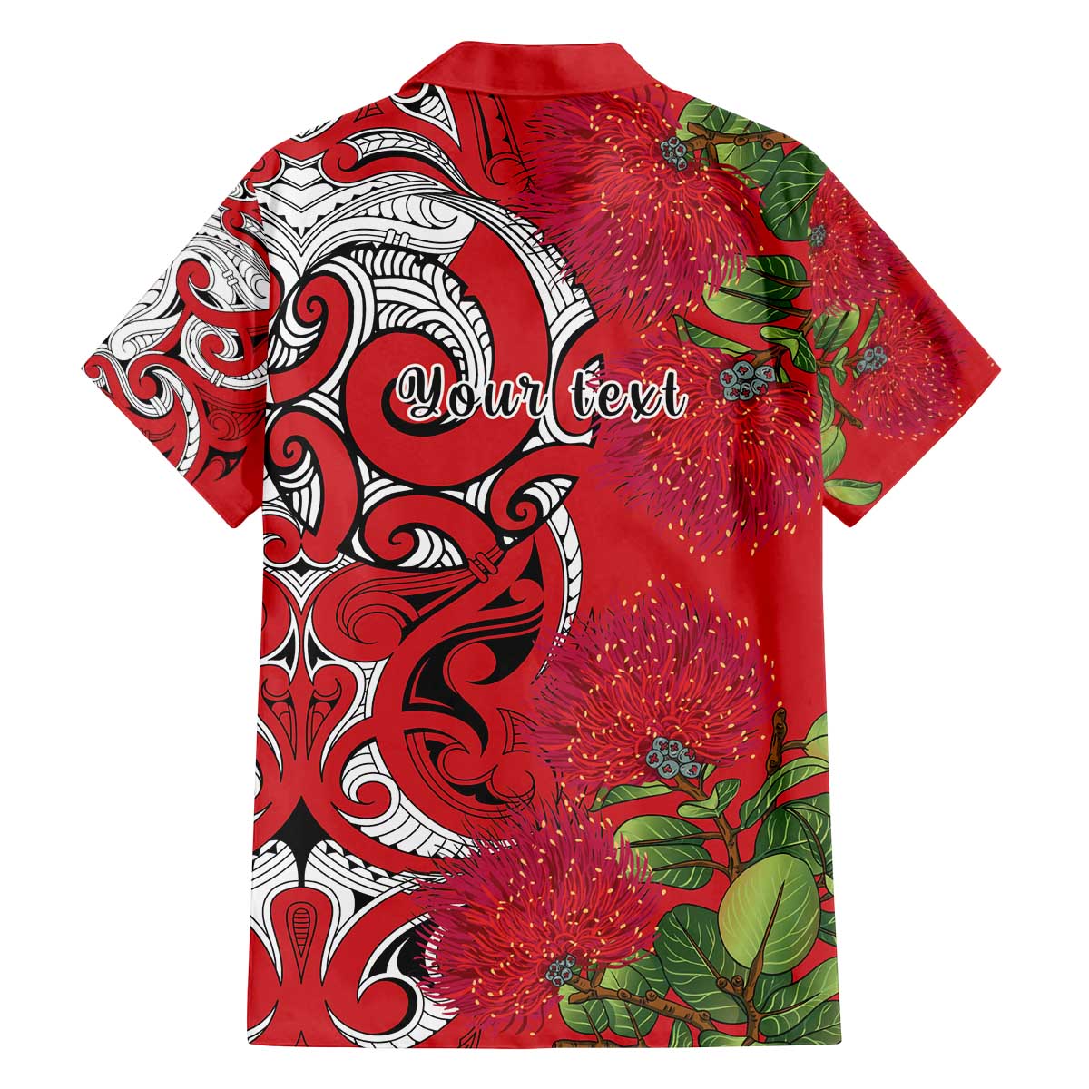 Personalised New Zealand Koru Pohutukawa Family Matching Off The Shoulder Long Sleeve Dress and Hawaiian Shirt Meri Kirihimete Aroha for Christmas - Polynesian Pride