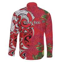 Personalised New Zealand Koru Pohutukawa Family Matching Off Shoulder Maxi Dress and Hawaiian Shirt Meri Kirihimete Aroha for Christmas LT9 - Polynesian Pride