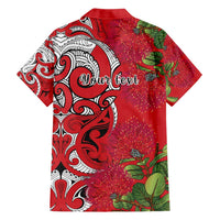 Personalised New Zealand Koru Pohutukawa Family Matching Off Shoulder Short Dress and Hawaiian Shirt Meri Kirihimete Aroha for Christmas LT9 - Polynesian Pride