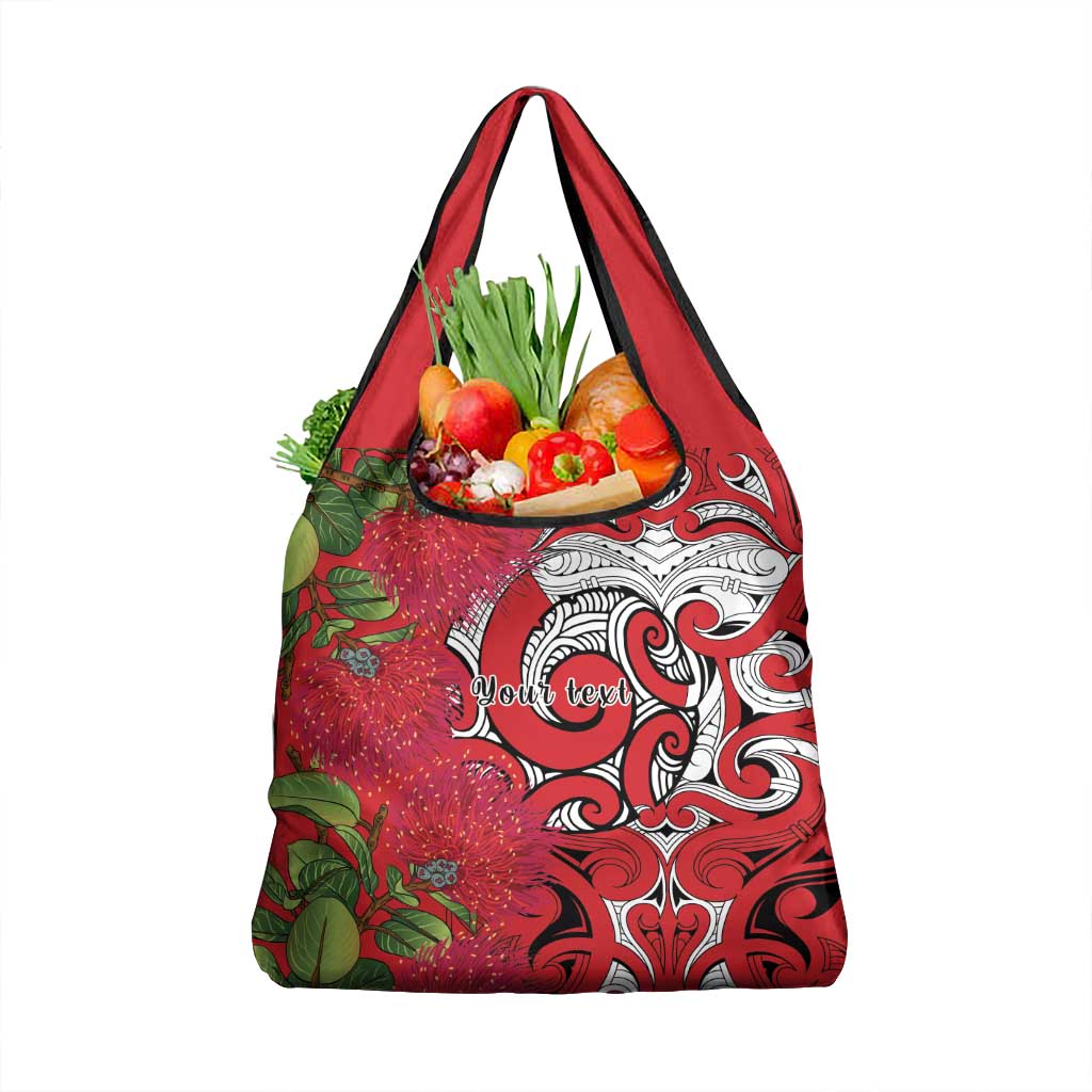 Personalised New Zealand Koru Pohutukawa Grocery Bag Meri Kirihimete Aroha for Christmas - Polynesian Pride