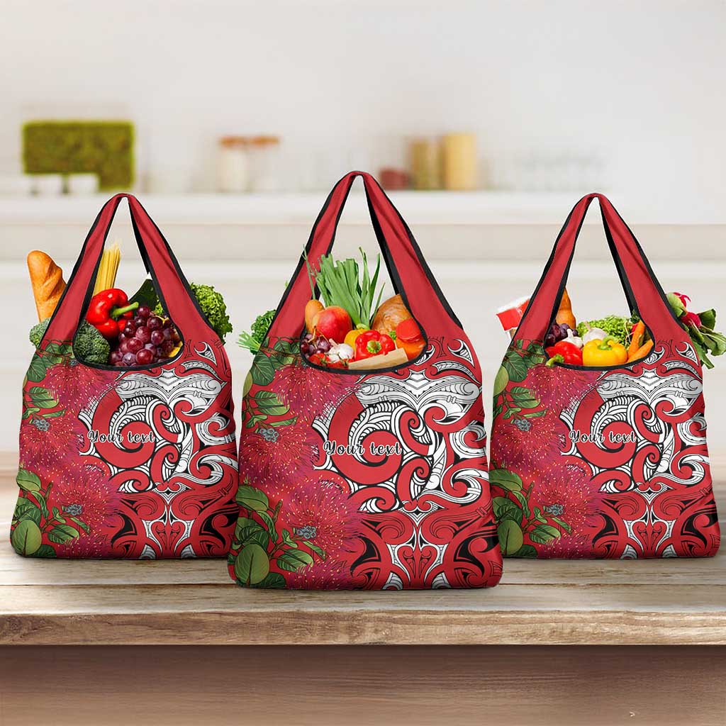 Personalised New Zealand Koru Pohutukawa Grocery Bag Meri Kirihimete Aroha for Christmas - Polynesian Pride
