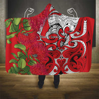 Personalised New Zealand Koru Pohutukawa Hooded Blanket Meri Kirihimete Aroha for Christmas - Polynesian Pride
