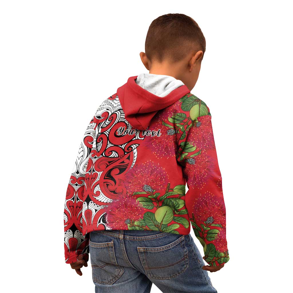 Personalised New Zealand Koru Pohutukawa Kid Hoodie Meri Kirihimete Aroha for Christmas - Polynesian Pride