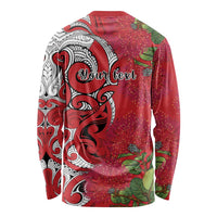 Personalised New Zealand Koru Pohutukawa Long Sleeve Shirt Meri Kirihimete Aroha for Christmas - Polynesian Pride
