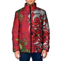 Personalised New Zealand Koru Pohutukawa Padded Jacket Meri Kirihimete Aroha for Christmas - Polynesian Pride