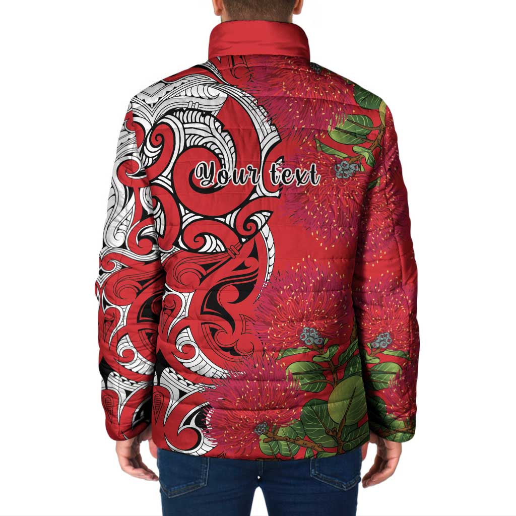 Personalised New Zealand Koru Pohutukawa Padded Jacket Meri Kirihimete Aroha for Christmas - Polynesian Pride