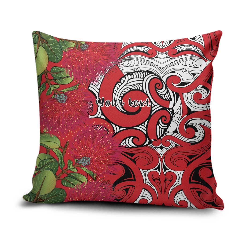 Personalised New Zealand Koru Pohutukawa Pillow Cover Meri Kirihimete Aroha for Christmas - Polynesian Pride