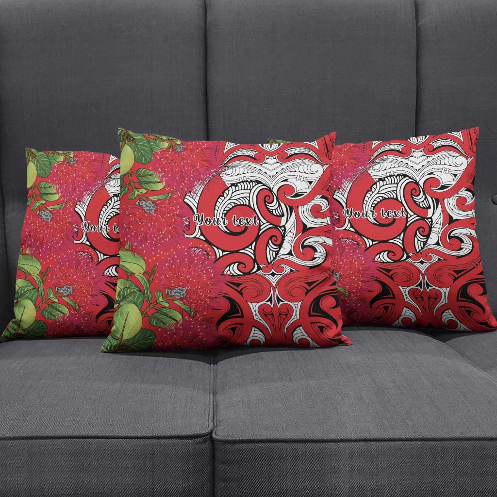 Personalised New Zealand Koru Pohutukawa Pillow Cover Meri Kirihimete Aroha for Christmas - Polynesian Pride