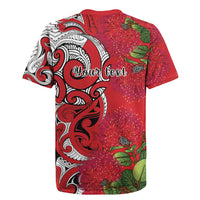Personalised New Zealand Koru Pohutukawa Rugby Jersey Meri Kirihimete Aroha for Christmas - Polynesian Pride