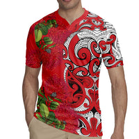 Personalised New Zealand Koru Pohutukawa Rugby Jersey Meri Kirihimete Aroha for Christmas - Polynesian Pride
