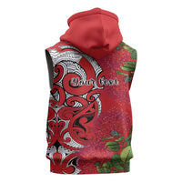 Personalised New Zealand Koru Pohutukawa Sleeveless Hoodie Meri Kirihimete Aroha for Christmas - Polynesian Pride