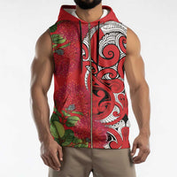 Personalised New Zealand Koru Pohutukawa Sleeveless Zip Hoodie Meri Kirihimete Aroha for Christmas - Polynesian Pride