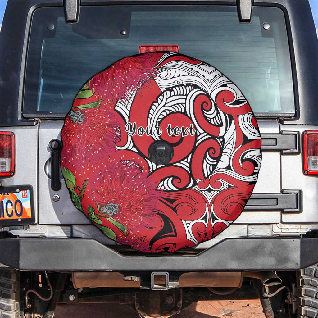 Personalised New Zealand Koru Pohutukawa Spare Tire Cover Meri Kirihimete Aroha for Christmas LT9 Red - Polynesian Pride