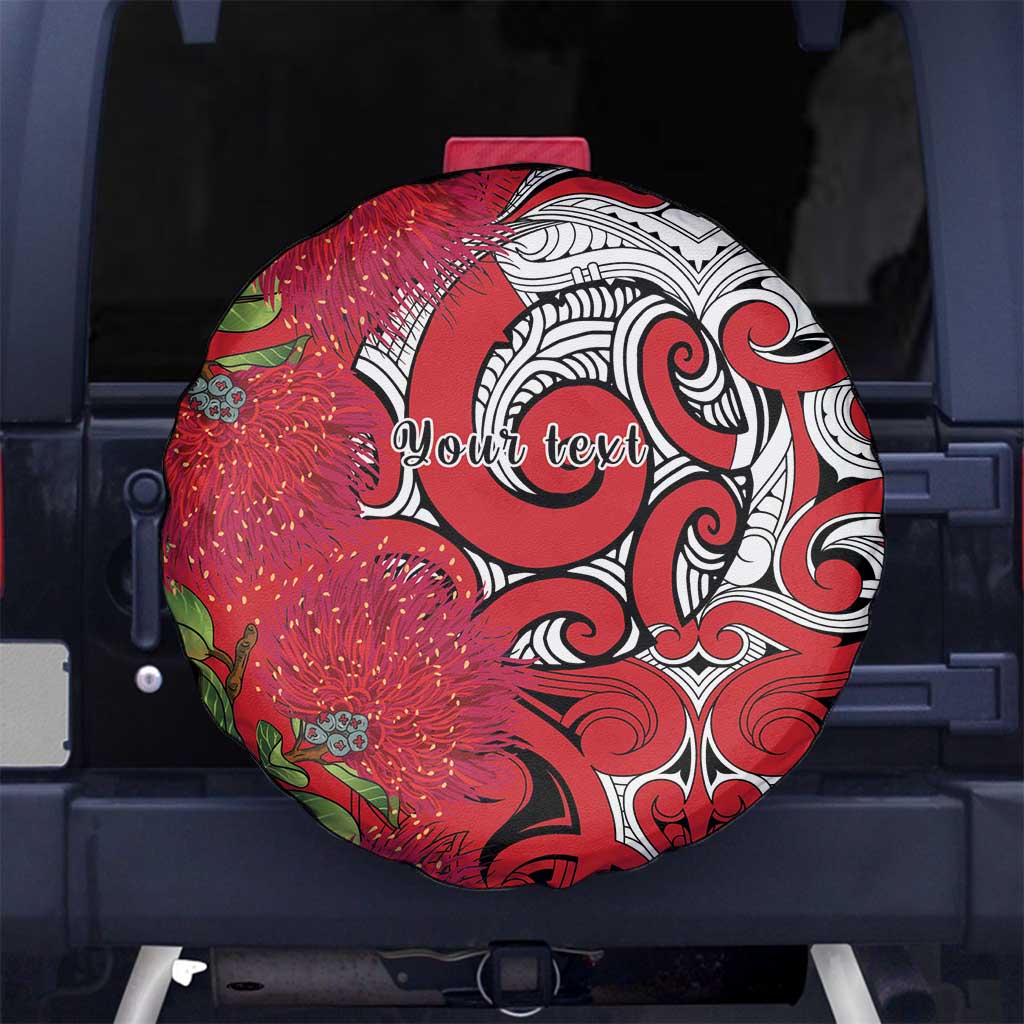 Personalised New Zealand Koru Pohutukawa Spare Tire Cover Meri Kirihimete Aroha for Christmas LT9 No hole Red - Polynesian Pride