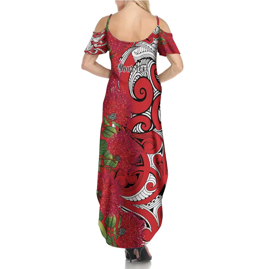 Personalised New Zealand Koru Pohutukawa Summer Maxi Dress Meri Kirihimete Aroha for Christmas LT9 - Polynesian Pride