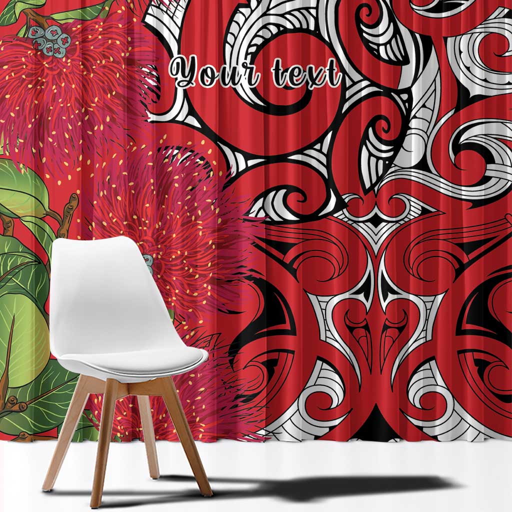 Personalised New Zealand Koru Pohutukawa Window Curtain Meri Kirihimete Aroha for Christmas - Polynesian Pride