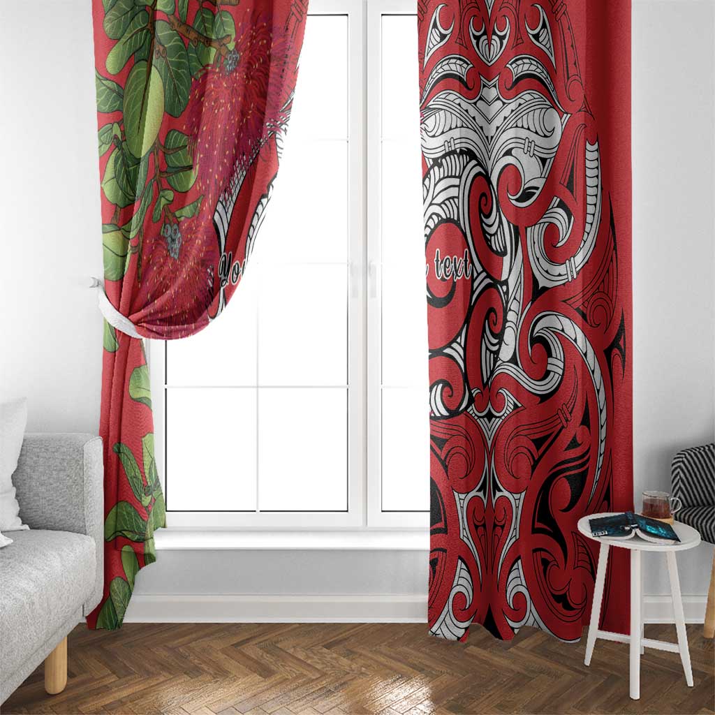 Personalised New Zealand Koru Pohutukawa Window Curtain Meri Kirihimete Aroha for Christmas - Polynesian Pride