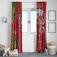 Personalised New Zealand Koru Pohutukawa Window Curtain Meri Kirihimete Aroha for Christmas - Polynesian Pride