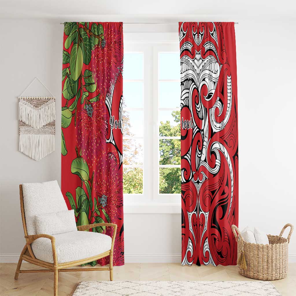 Personalised New Zealand Koru Pohutukawa Window Curtain Meri Kirihimete Aroha for Christmas - Polynesian Pride