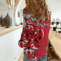 Personalised New Zealand Koru Pohutukawa Women Casual Shirt Meri Kirihimete Aroha for Christmas LT9 - Polynesian Pride