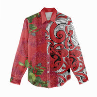 Personalised New Zealand Koru Pohutukawa Women Casual Shirt Meri Kirihimete Aroha for Christmas LT9 - Polynesian Pride