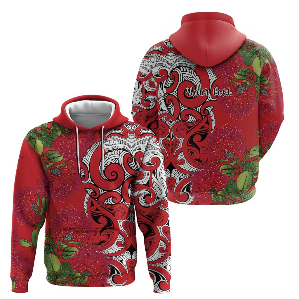 Personalised New Zealand Koru Pohutukawa Zip Hoodie Meri Kirihimete Aroha for Christmas - Polynesian Pride